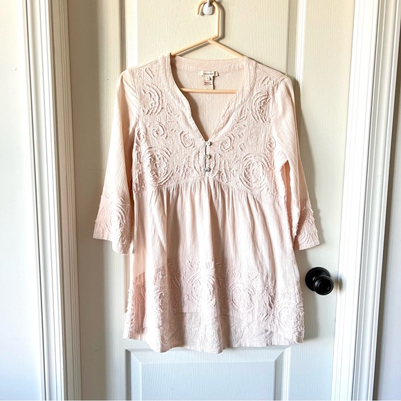 Sundance Embroidered 3/4 Sleeve Cotton High Low Boho Tunic Blouse—SZ. Small - Picture 13 of 14